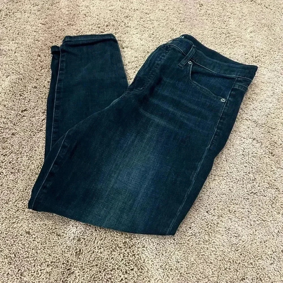 Gap true skinny 32p 32 petite dark wash spandex jeans navy over-dye hi rise - Picture 4 of 12
